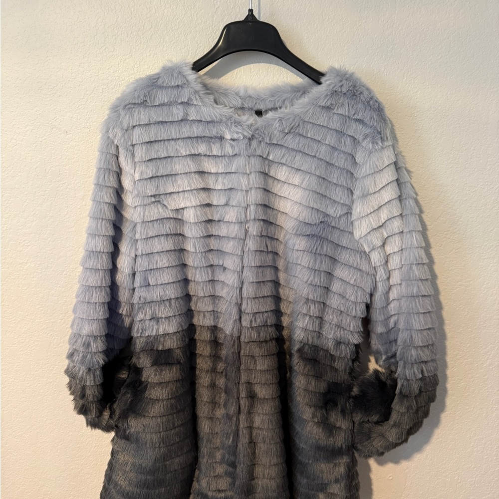 Vintage Gray Ombre Faux Fur Jacket